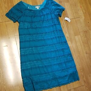 NWT teal green lace shift dress sz 16